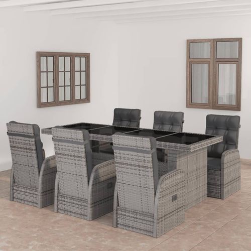 Ensemble table et chaises contemporain - vidaXL 7-tlg : 3059344 - desayo - de jardin / en rotin / en acier à revêtement par poudre