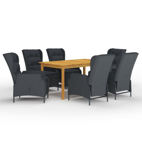 Ensemble table et chaises contemporain - vidaXL 7-tlg : 3067841 - desayo - de jardin / en tissu / en acacia