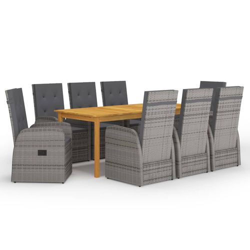 Ensemble table et chaises contemporain - vidaXL 9-tlg : 3067904 - desayo - de jardin / en tissu / en acacia