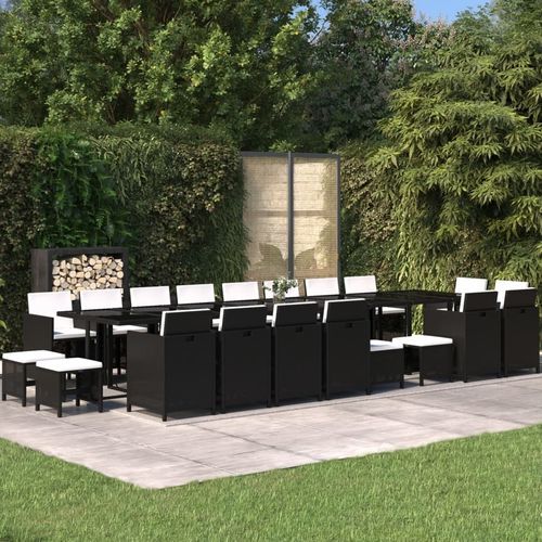 Ensemble table et chaises contemporain - vidaXL 21-tlg : 3095669 - desayo - de jardin / en tissu / en acier à revêtement par poudre