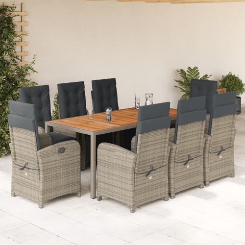 Ensemble table et chaises contemporain - vidaXL 9-tlg : 3212485 - desayo - de jardin / pour balcon / en tissu