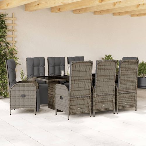 Ensemble table et chaises contemporain - vidaXL 9-tlg : 3213533 - desayo - de jardin / de terrasse / en tissu