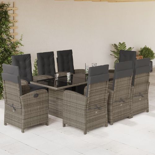 Ensemble table et chaises contemporain - vidaXL 9-tlg : 3212493 - desayo - de jardin / pour balcon / en tissu