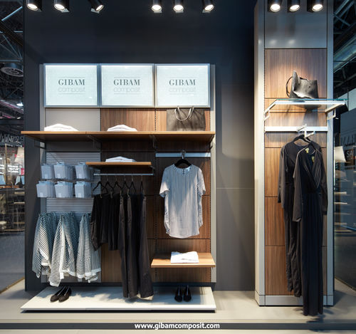 Présentoir pour vêtements - M28.02 - GIBAM SHOPS SPA - mural / en bois / à panneau