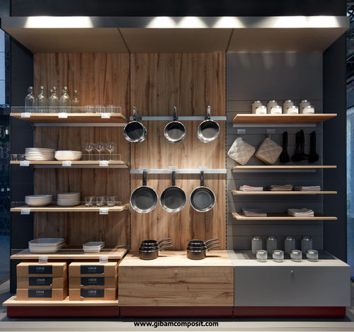 Présentoir en bois - M18.03 - GIBAM SHOPS SPA - en verre / à panneau / professionnel