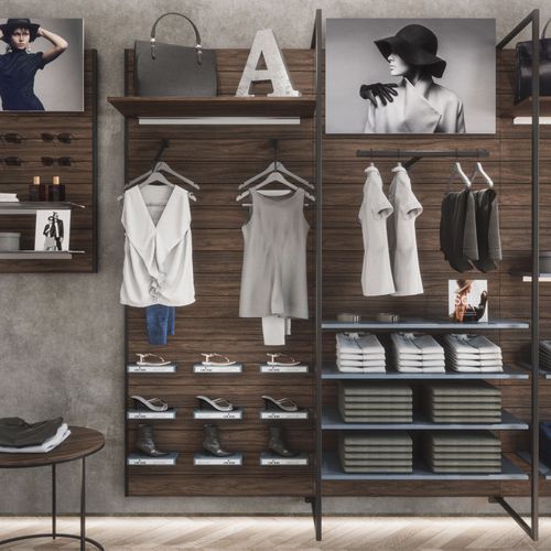Présentoir mural - M50 - GIBAM SHOPS SPA - en bois / en métal / en verre