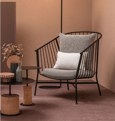 Fauteuil contemporain - JEANETTE - SP01 design - en cuir / en tissu / en acier