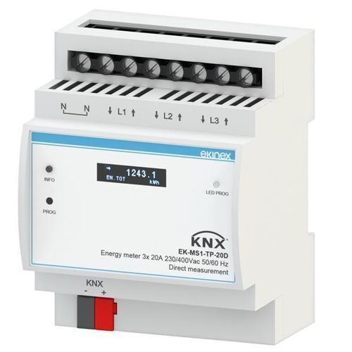 Compteur d'énergie triphasé - EK-MS1-TP-20D - ekinex® - monophasé / numérique / multicircuit