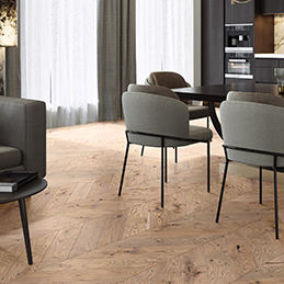 Parquet contrecollé - SERENE CHEVRON 130 - Barlinek - brossé / laqué / à coller