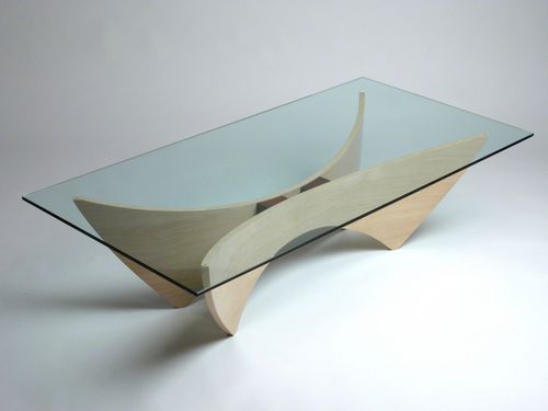 Table basse contemporaine - PEGASUS  - David Tragen - en érable / en verre / rectangulaire