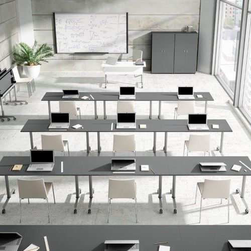 Table d'enseignement contemporaine - PERSEO  - EMOBOK - en acier / en mélaminé / rectangulaire