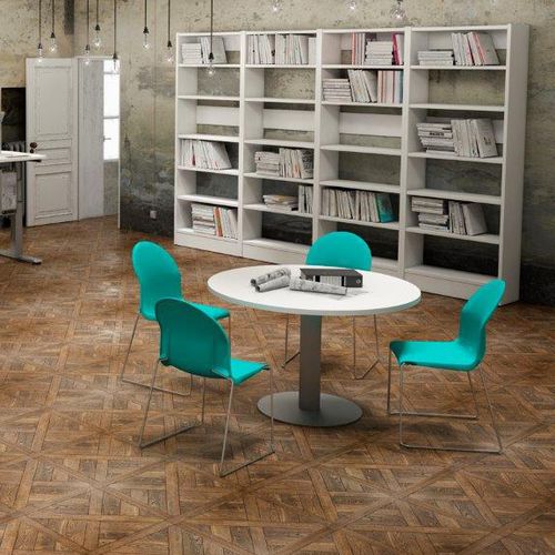 Table de réunion contemporaine - TUSCANY  - EMOBOK - en aluminium / en mélaminé / ronde