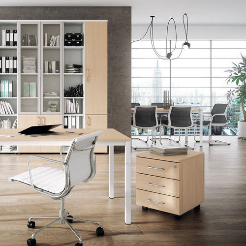 Caisson de bureau en mélaminé - HERMES - EMOBOK - à 3 tiroirs / à roulettes / à clé
