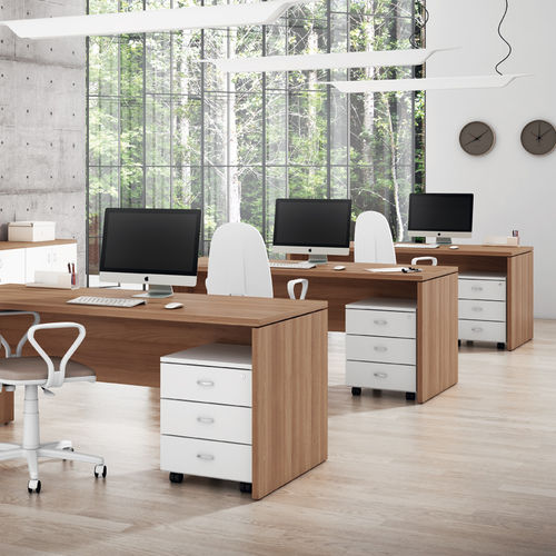 Caisson de bureau en aluminium - PUNTO 6 - EMOBOK - en mélaminé / à 3 tiroirs / à roulettes