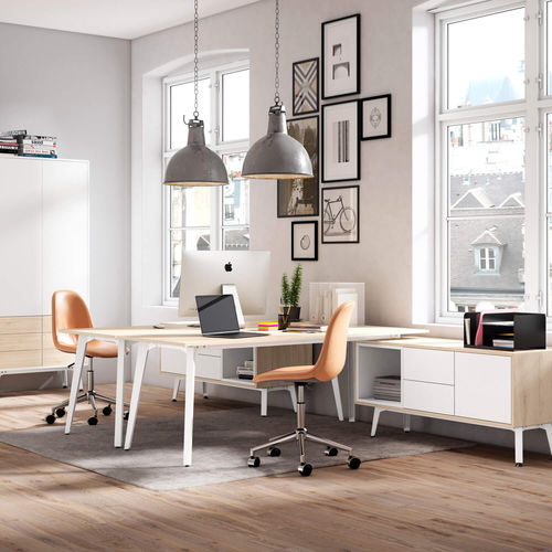 Bureau sur pied - ORGANOVA - EMOBOK - contemporain / en mélaminé / d'angle