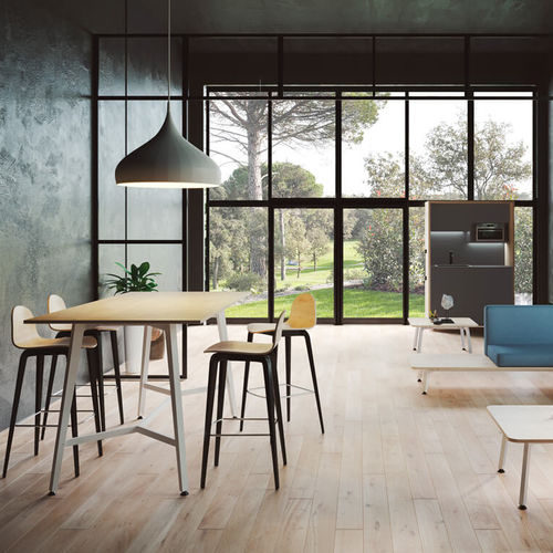 Table mange-debout contemporaine - ORGANOVA - EMOBOK - en mélaminé / avec piètement en métal / professionnelle