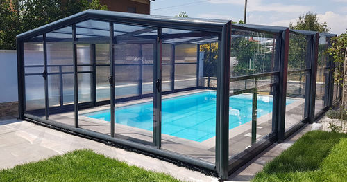 Abri de piscine haut - Tarraco - COVERTTO - télescopique / en aluminium / en verre
