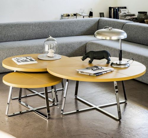Table basse contemporaine - DJ - Castellani.it srl - en métal / en cuir / ronde
