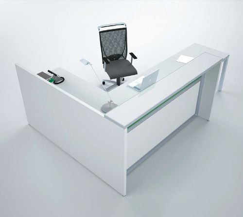 Banque d'accueil d'angle - EOS_1 - Castellani.it srl - en bois / en aluminium anodisé / en verre