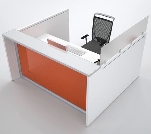 Banque d'accueil d'angle - EOS_4 - Castellani.it srl - en bois / en aluminium anodisé / en verre