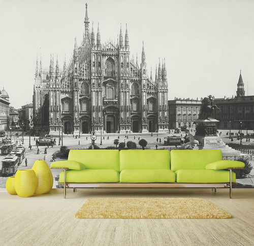 Papier peint contemporain - MILANO – PIAZZA DUOMO - Skinwall - en tissu / en vinyle / à motif nature