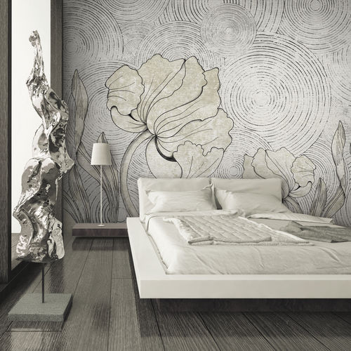 Papier peint contemporain - IN BLOOM - Skinwall - en tissu / en vinyle / à motif floral