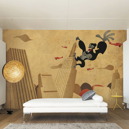 Papier peint contemporain - KING KONG - Skinwall - en tissu / en vinyle / à motif animalier