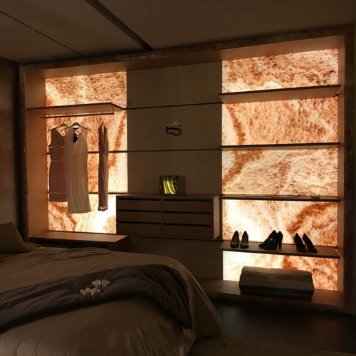 Dressing mural - VANILLA SKY - Elite Stone - contemporain / en bois / avec éclairage intégré