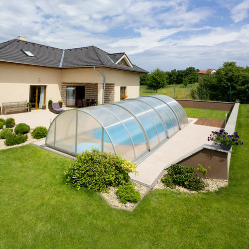 Abri de piscine mi-haut - KLASIK / KLASIK PRO - ALBIXON a.s. - télescopique / en polycarbonate / avec actionnement manuel