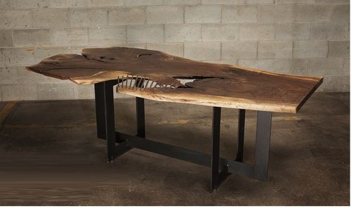Table design original - LIVE EDGE - Bois & Design - en acier / avec piètement en métal