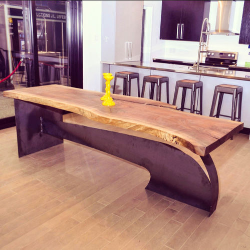 Table à manger design original - PAROTA - Bois & Design - en bois / en acier / rectangulaire