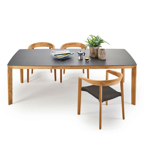 Table à manger contemporaine - LODGE - Solpuri - en teck / en céramique / rectangulaire