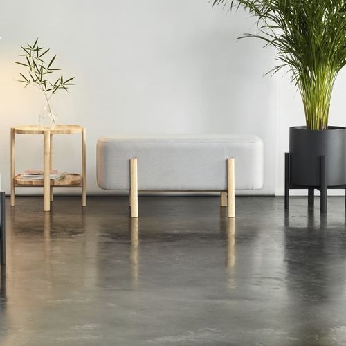 Banquette contemporaine - ASHI - Hobby Flower - en tissu / avec piètement en frêne / grise