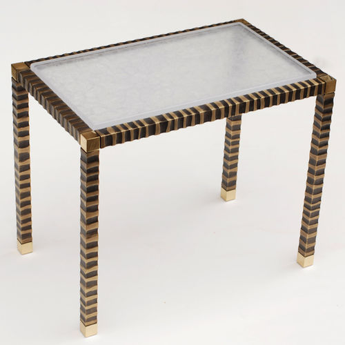 Table d'appoint contemporaine - ZEBRA - Atelier Stefan Leo - en verre / en bronze / rectangulaire