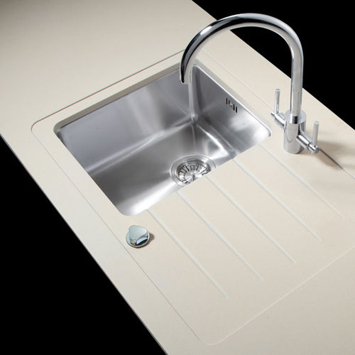 Évier 1 bac - Minerva Work Surfaces - avec égouttoir / en acier inoxydable / sous plan