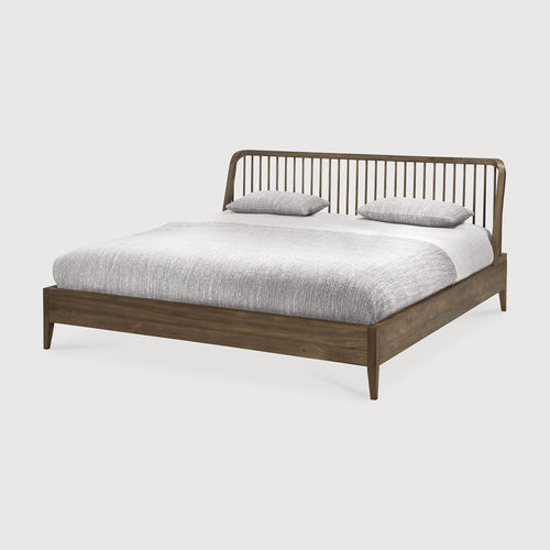 Lit double - Spindle - ETHNICRAFT - contemporain / tapissé / avec tête de lit