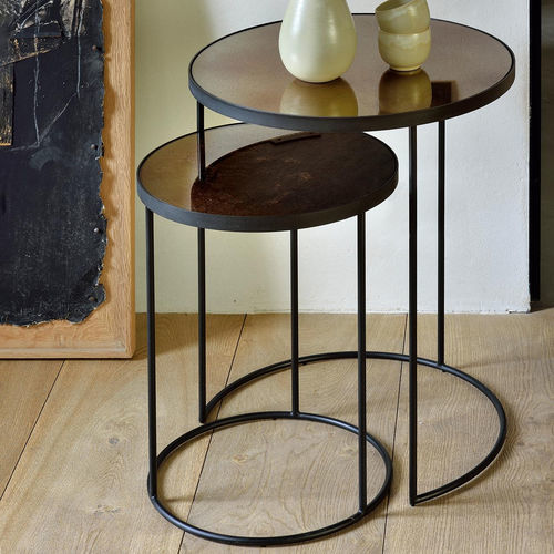 Table gigogne contemporaine - 20702 - ETHNICRAFT - en métal / avec piètement en métal / ronde