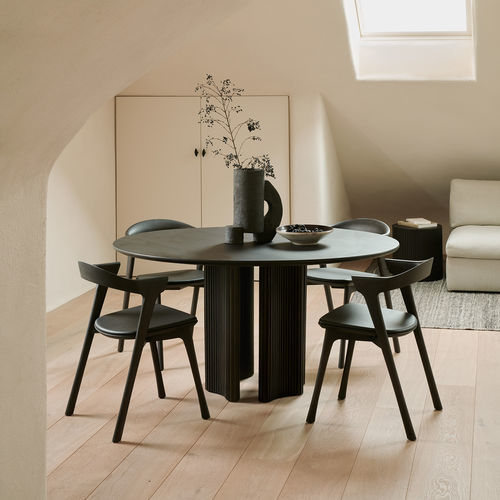 Table à manger contemporaine - Roller Max - ETHNICRAFT - en acajou / avec piètement en acajou / ronde