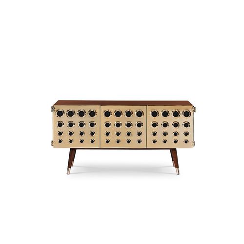 Buffet contemporain - MONOCLES SIDEBOARD - Insplosion - en noyer / en bois verni mat / en laiton
