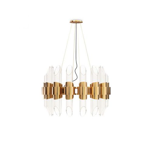 Plafonnier contemporain - TYCHO ROUND - Insplosion - rond / en cristal / en laiton