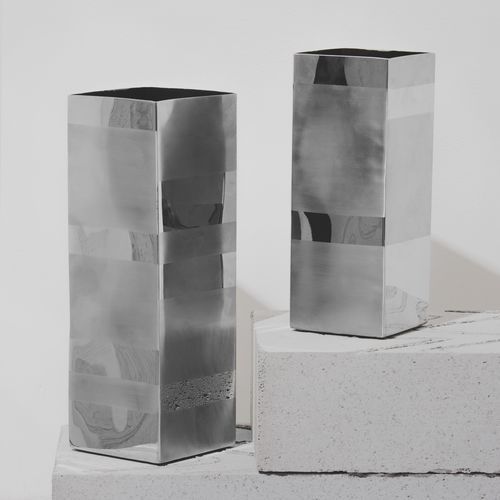 Vase contemporain - ETTA - Aura London - en acier inoxydable / argenté