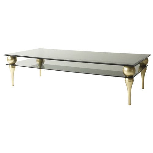 Table basse contemporaine - Lotus - Fertini Casa - en cristal / avec piètement en bois / rectangulaire