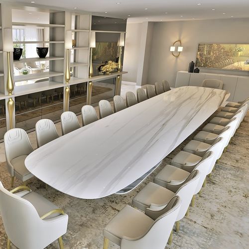 Table à manger contemporaine - Tuscany - Fertini Casa - en ciment / en marbre / avec piètement en bois massif