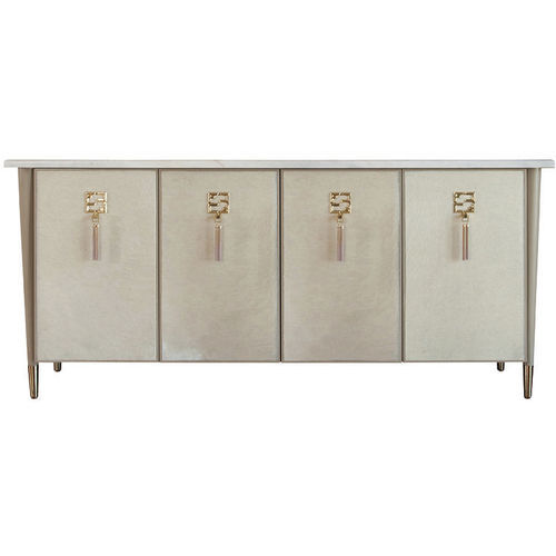 Buffet contemporain - Pony - Fertini Casa - en bois / en cuir / en marbre