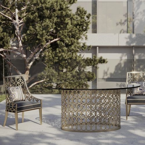 Ensemble table et chaises contemporain - Fascinio - Fertini Casa - en laiton plaqué or / en verre / rond