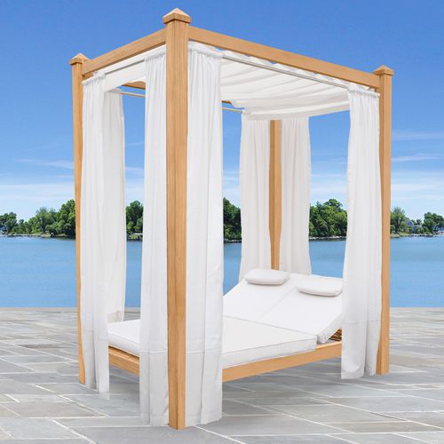 Lit de jardin à baldaquin - VISTA : 6113 - COUNTRY CASUAL TEAK - double / contemporain / en tissu
