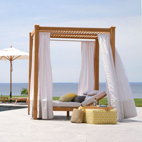 Lit de jardin à baldaquin - VISTA : 6103 - COUNTRY CASUAL TEAK - double / contemporain / en tissu