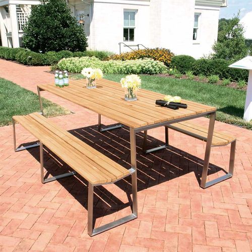 Table de pique-nique contemporaine - BOND : 6969 - COUNTRY CASUAL TEAK - en teck / en acier inoxydable / rectangulaire