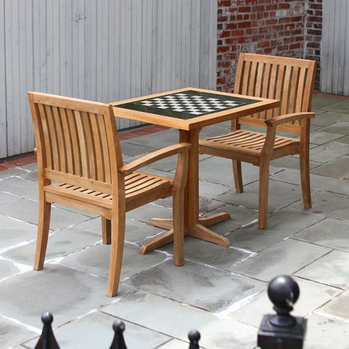 Table d'échecs d'extérieur - FOXHALL® - COUNTRY CASUAL TEAK - contemporaine / professionnelle / résidentielle