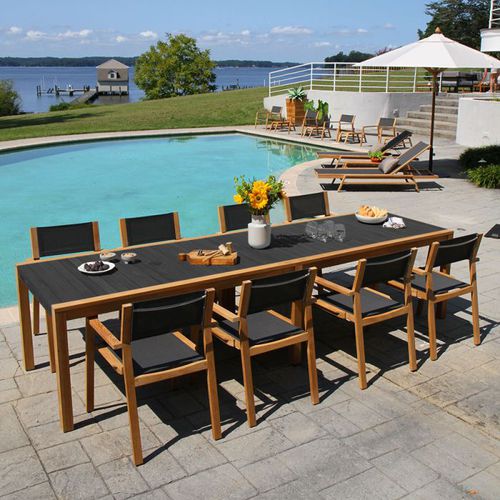 Table à manger contemporaine - SUMMIT - COUNTRY CASUAL TEAK - en aluminium / avec piètement en teck / rectangulaire